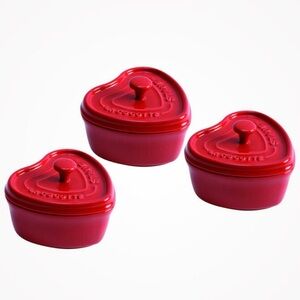 Staub Red Heart-Shaped Cocotte Set (3)